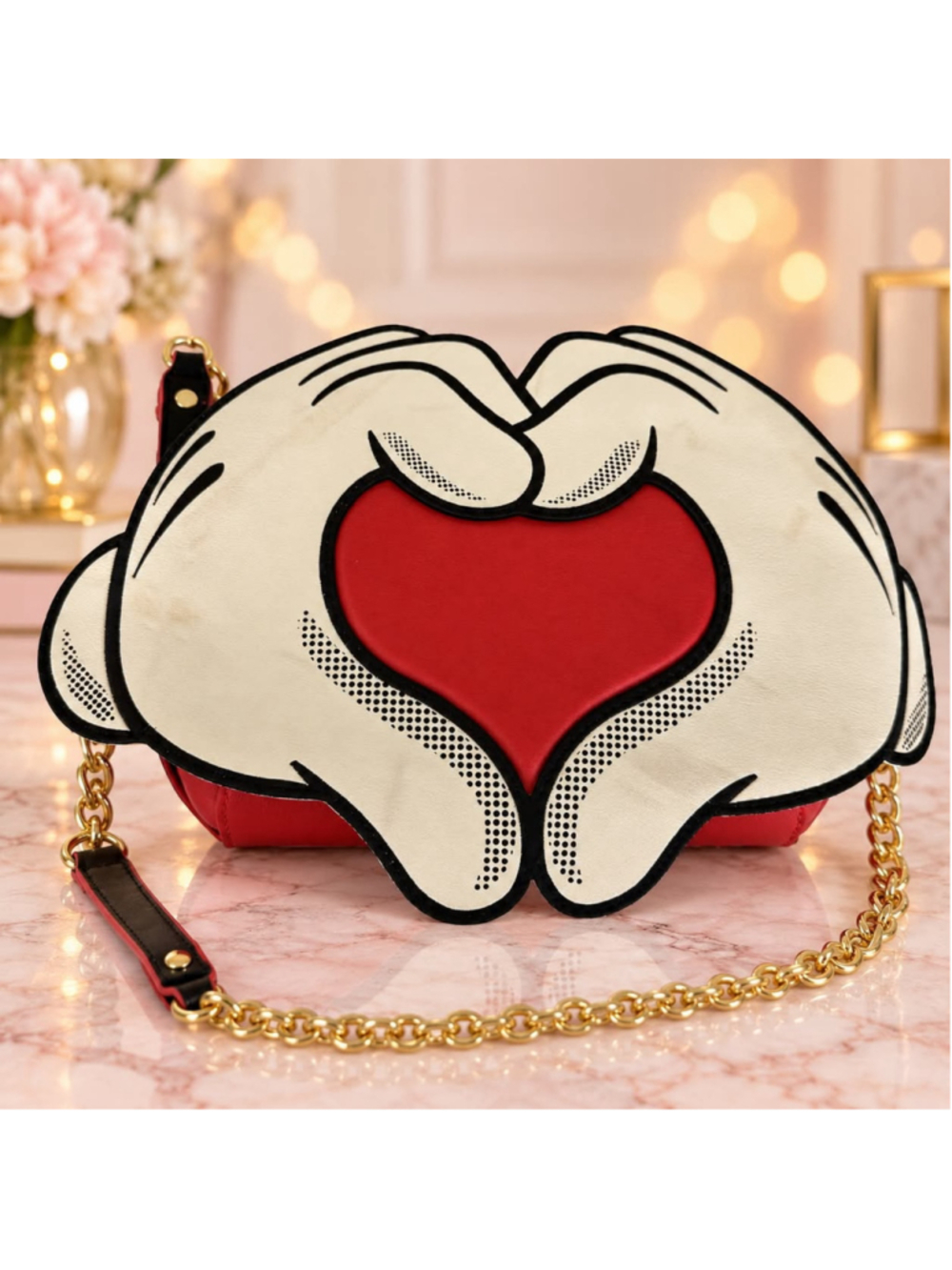 Disney Loungefly Red Crossbody Bag Gold Chain Shoulder Strap